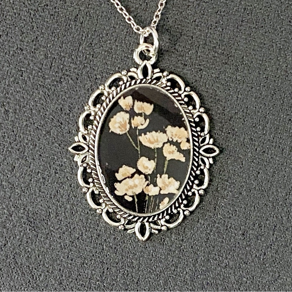 Floral Hand Poured Resin Necklace, Repurposed Jewelry, Resin Flower Necklace